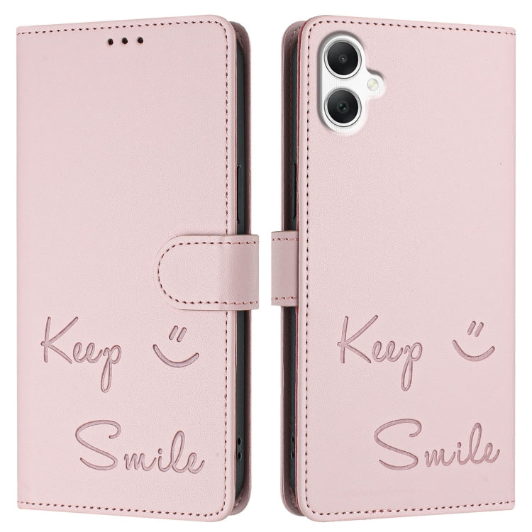 For Samsung Galaxy A06 4G Smile Embossing RFID Leather Phone Case