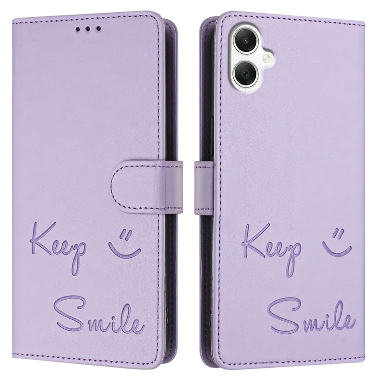 For Samsung Galaxy A06 4G Smile Embossing RFID Leather Phone Case