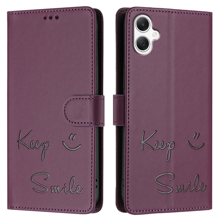 For Samsung Galaxy A06 4G Smile Embossing RFID Leather Phone Case