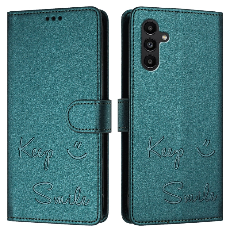 For Samsung Galaxy A13 5G / 4G / A04s Smile Embossing RFID Leather Phone Case