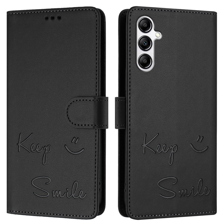 For Samsung Galaxy A14 5G / 4G Smile Embossing RFID Leather Phone Case