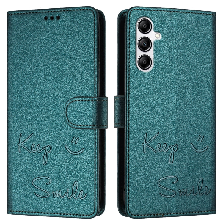 For Samsung Galaxy A14 5G / 4G Smile Embossing RFID Leather Phone Case