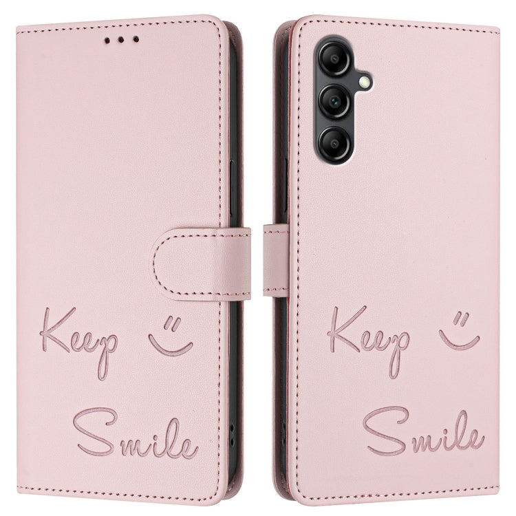 For Samsung Galaxy A15 5G / 4G Smile Embossing RFID Leather Phone Case