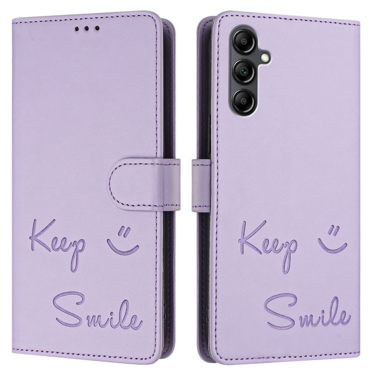 For Samsung Galaxy A15 5G / 4G Smile Embossing RFID Leather Phone Case