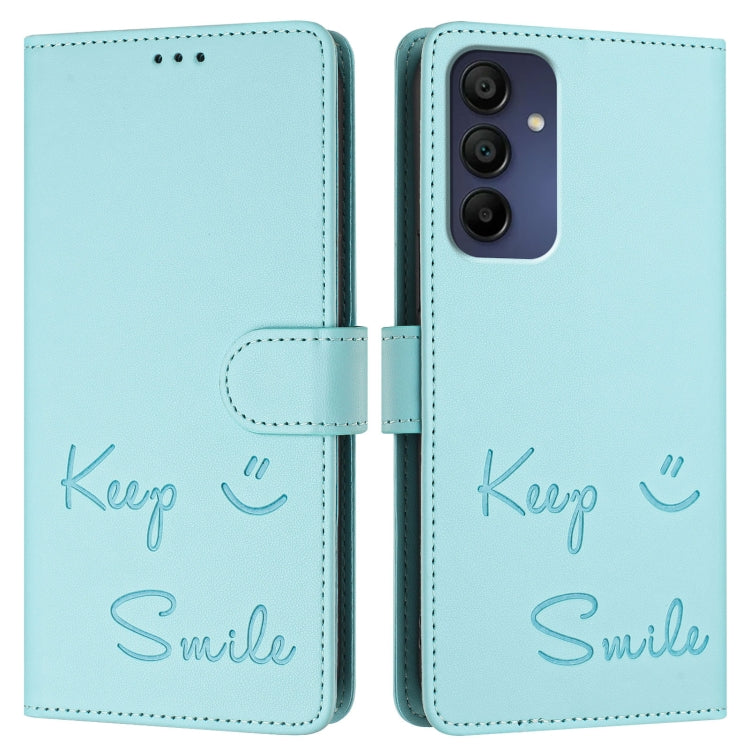 For Samsung Galaxy A16 5G Smile Embossing RFID Leather Phone Case