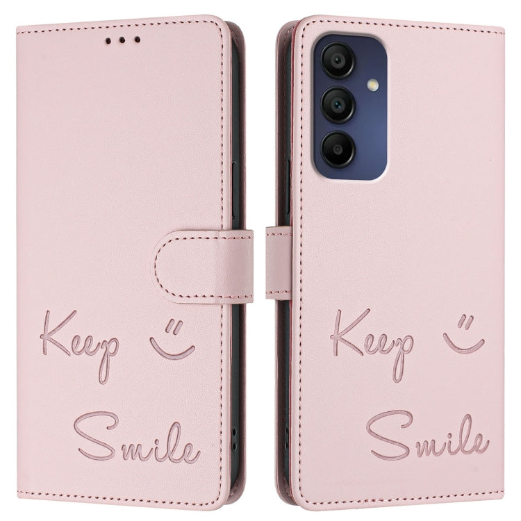 For Samsung Galaxy A16 5G Smile Embossing RFID Leather Phone Case