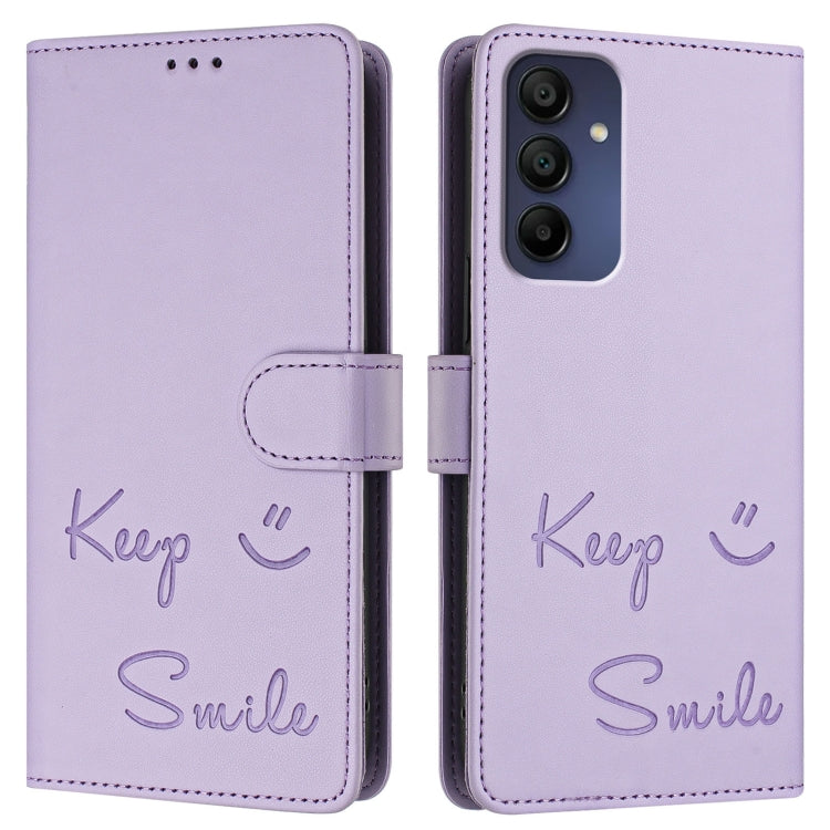 For Samsung Galaxy A16 5G Smile Embossing RFID Leather Phone Case