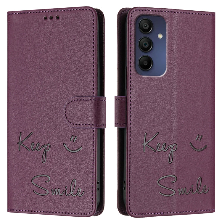 For Samsung Galaxy A16 5G Smile Embossing RFID Leather Phone Case