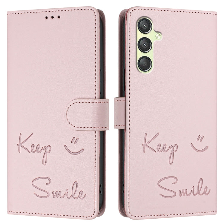 For Samsung Galaxy A24 4G Smile Embossing RFID Leather Phone Case