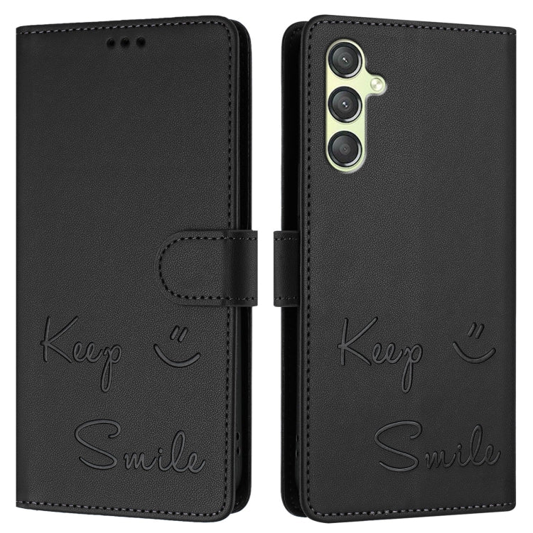 For Samsung Galaxy A24 4G Smile Embossing RFID Leather Phone Case