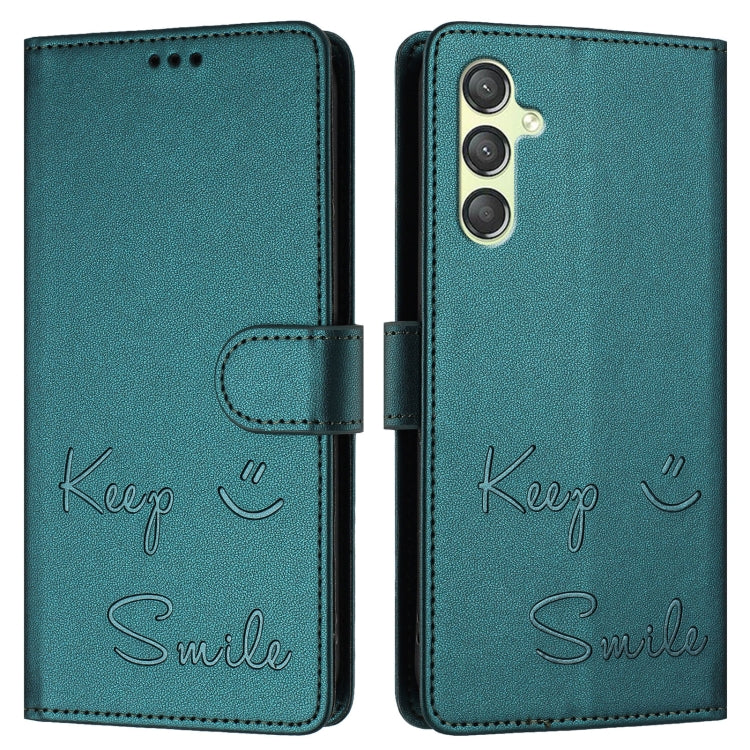 For Samsung Galaxy A24 4G Smile Embossing RFID Leather Phone Case