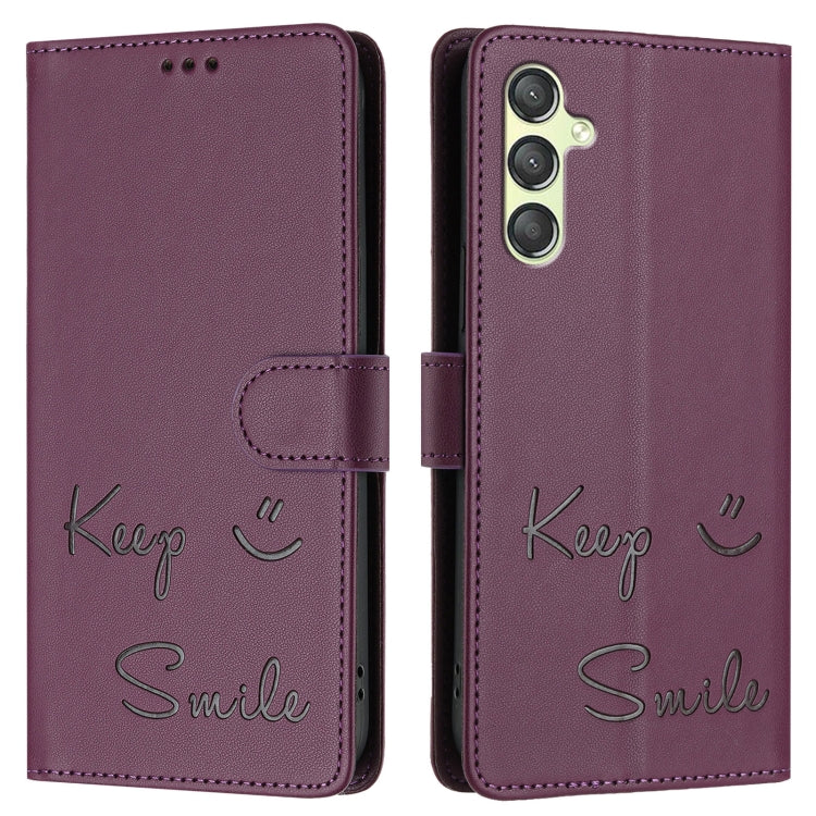 For Samsung Galaxy A24 4G Smile Embossing RFID Leather Phone Case