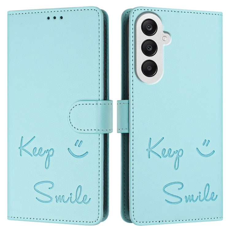 For Samsung Galaxy A25 5G Global Smile Embossing RFID Leather Phone Case