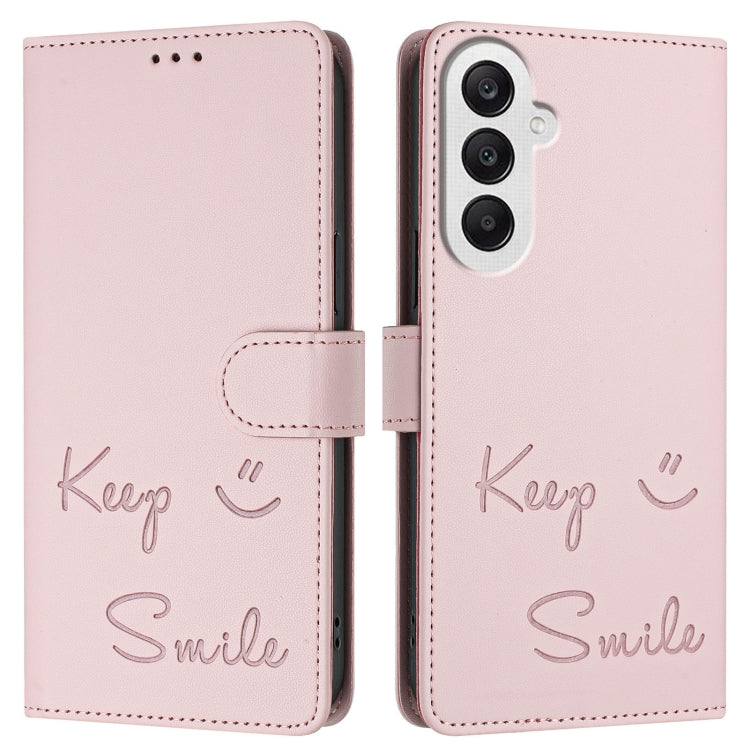 For Samsung Galaxy A25 5G Global Smile Embossing RFID Leather Phone Case