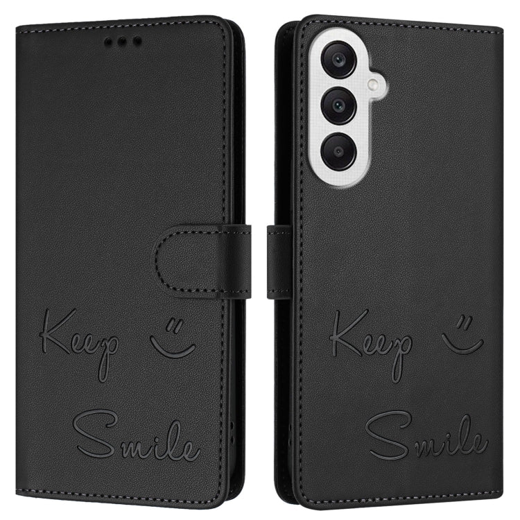 For Samsung Galaxy A25 5G Global Smile Embossing RFID Leather Phone Case