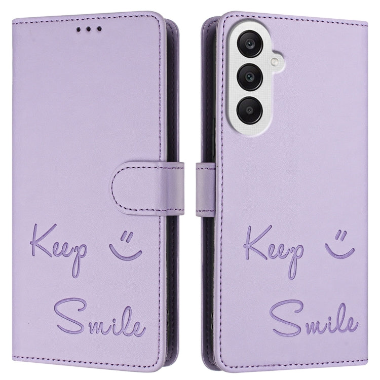 For Samsung Galaxy A25 5G Global Smile Embossing RFID Leather Phone Case