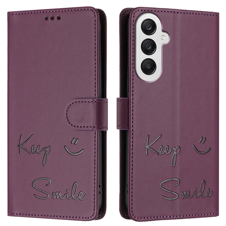 For Samsung Galaxy A25 5G Global Smile Embossing RFID Leather Phone Case