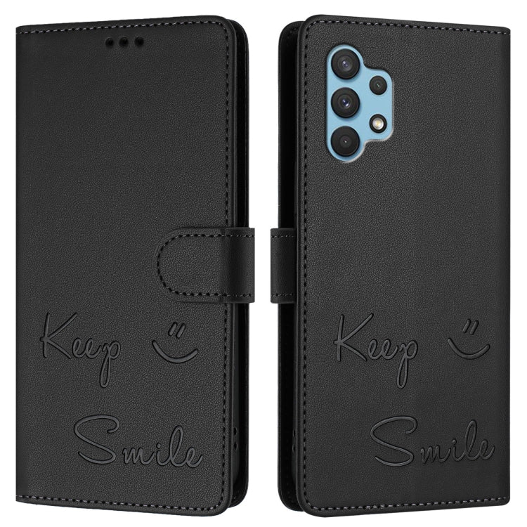For Samsung Galaxy A32 4G Smile Embossing RFID Leather Phone Case