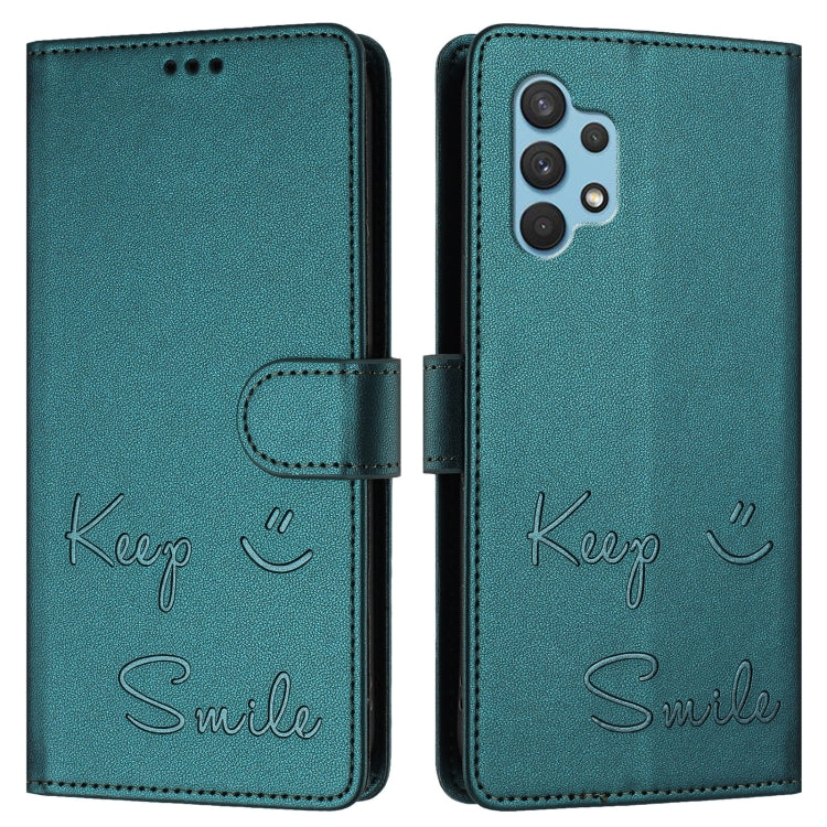 For Samsung Galaxy A32 4G Smile Embossing RFID Leather Phone Case