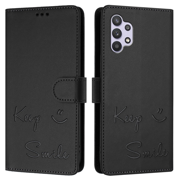 For Samsung Galaxy A32 5G / M32 5G Smile Embossing RFID Leather Phone Case