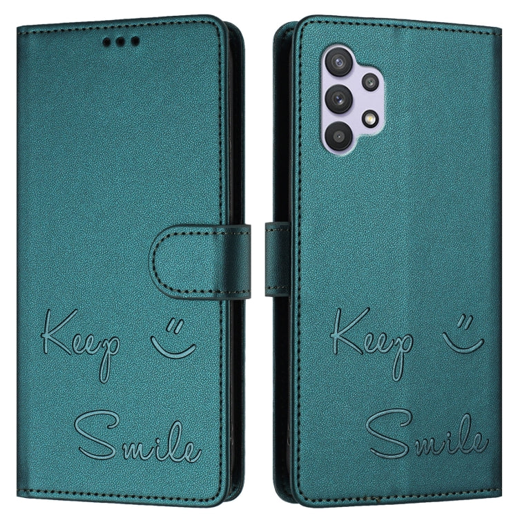 For Samsung Galaxy A32 5G / M32 5G Smile Embossing RFID Leather Phone Case