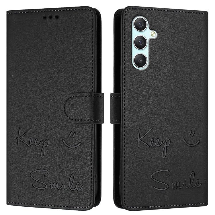 For Samsung Galaxy A34 5G Smile Embossing RFID Leather Phone Case