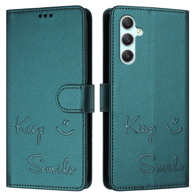 For Samsung Galaxy A34 5G Smile Embossing RFID Leather Phone Case