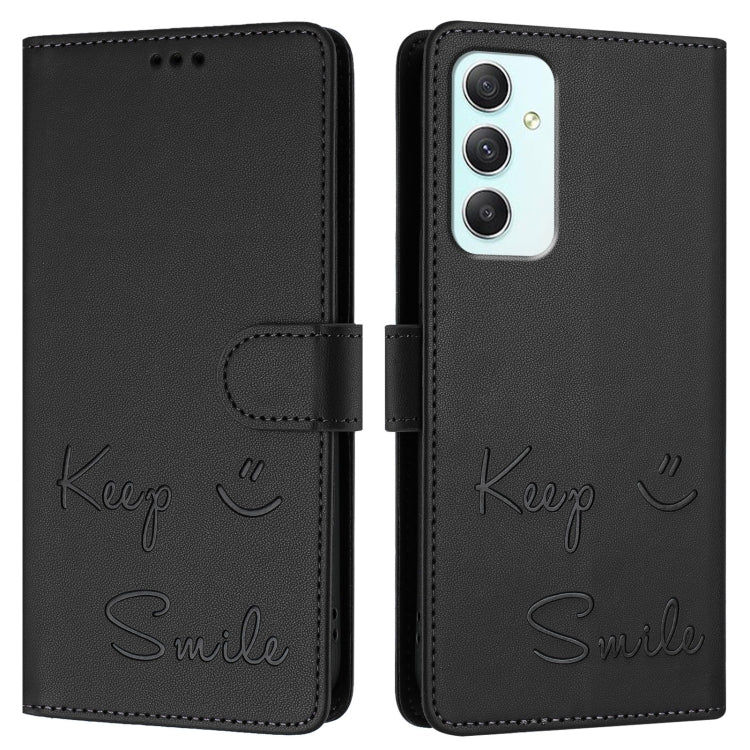 For Samsung Galaxy A35 5G Smile Embossing RFID Leather Phone Case