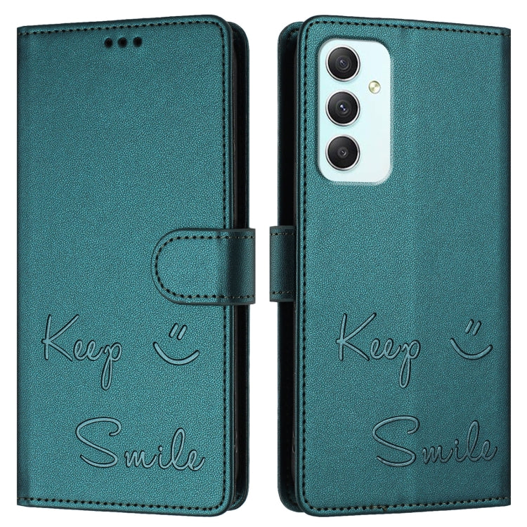 For Samsung Galaxy A35 5G Smile Embossing RFID Leather Phone Case