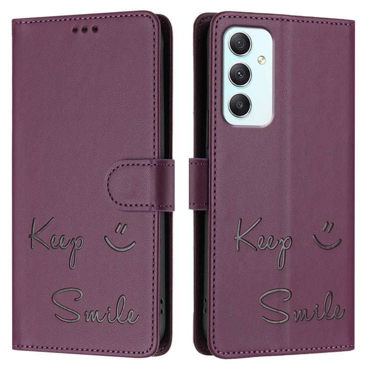 For Samsung Galaxy A35 5G Smile Embossing RFID Leather Phone Case