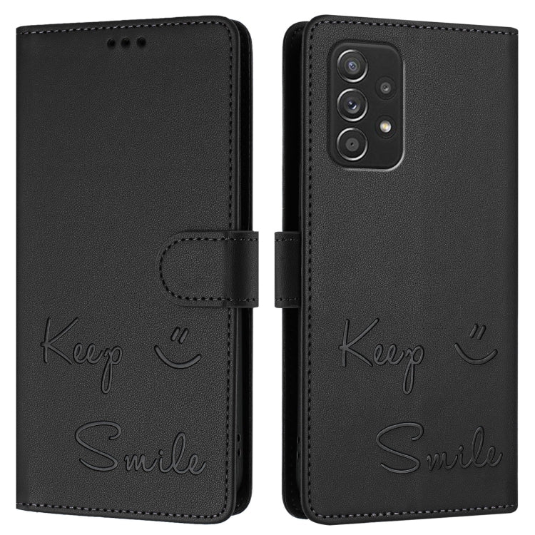 For Samsung Galaxy A52 4G / 5G / A52s 5G Smile Embossing RFID Leather Phone Case