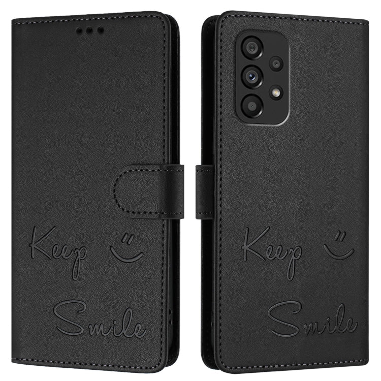 For Samsung Galaxy A53 5G Smile Embossing RFID Leather Phone Case