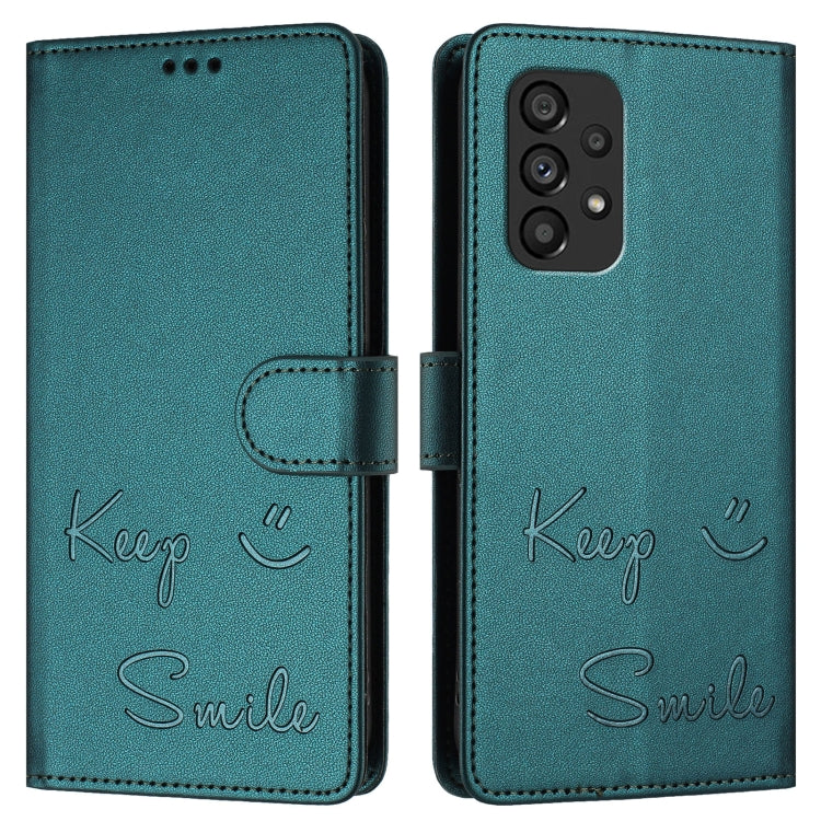 For Samsung Galaxy A53 5G Smile Embossing RFID Leather Phone Case