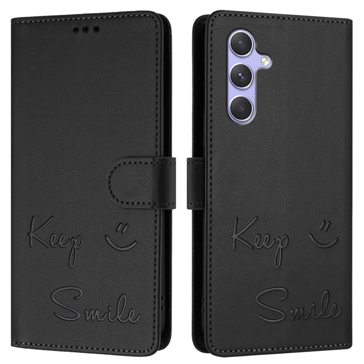 For Samsung Galaxy A54 5G Smile Embossing RFID Leather Phone Case