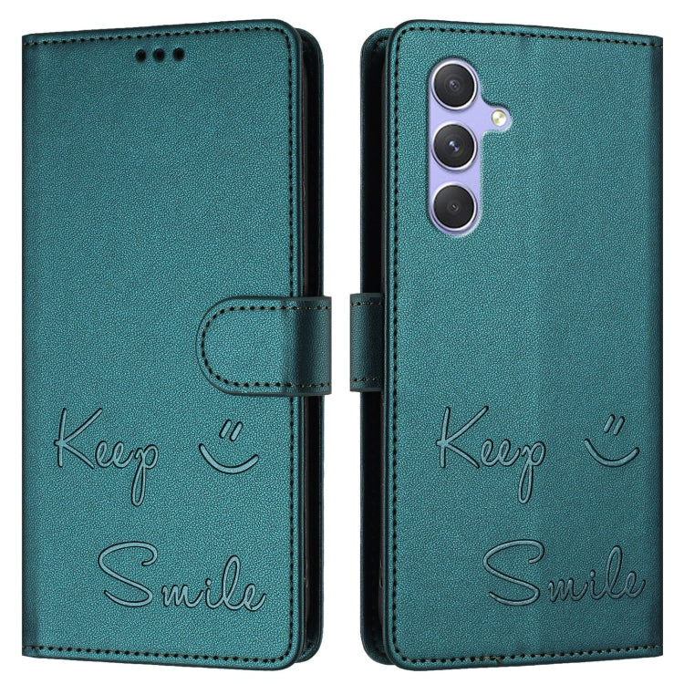For Samsung Galaxy A54 5G Smile Embossing RFID Leather Phone Case