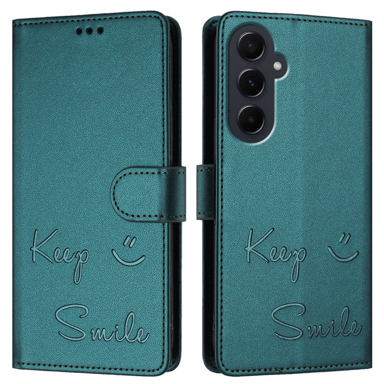 For Samsung Galaxy A55 5G Smile Embossing RFID Leather Phone Case