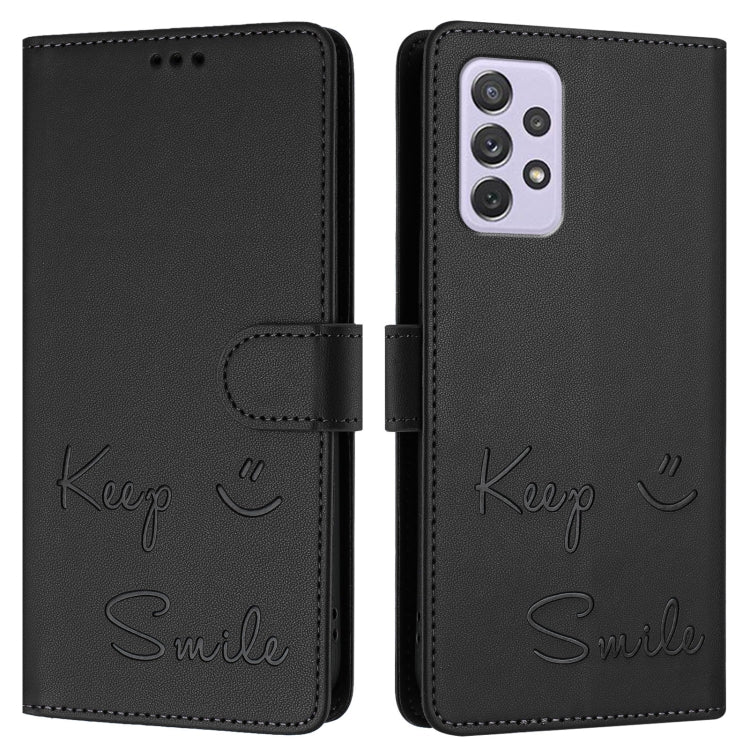 For Samsung Galaxy A72 4G / 5G Smile Embossing RFID Leather Phone Case