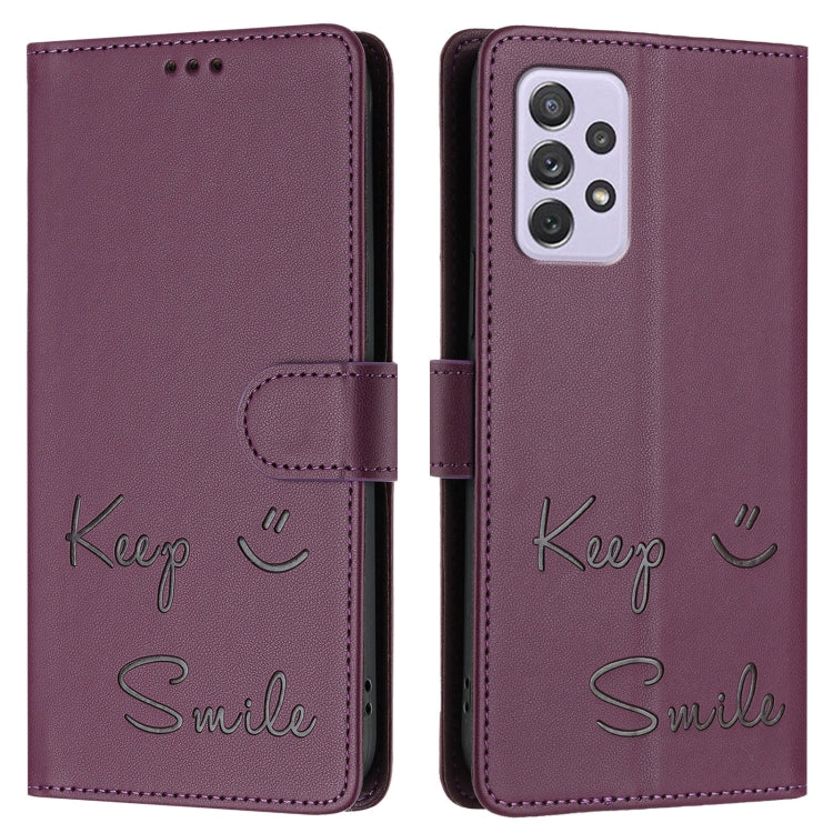 For Samsung Galaxy A72 4G / 5G Smile Embossing RFID Leather Phone Case