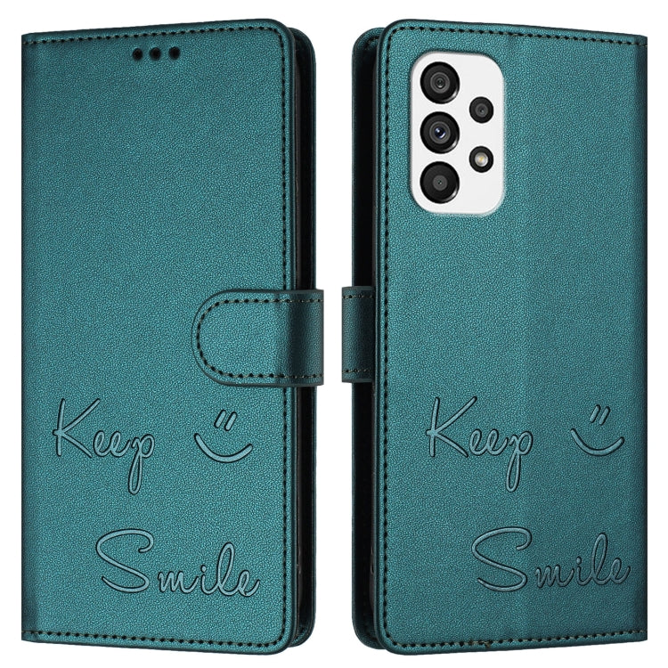 For Samsung Galaxy A73 5G Smile Embossing RFID Leather Phone Case