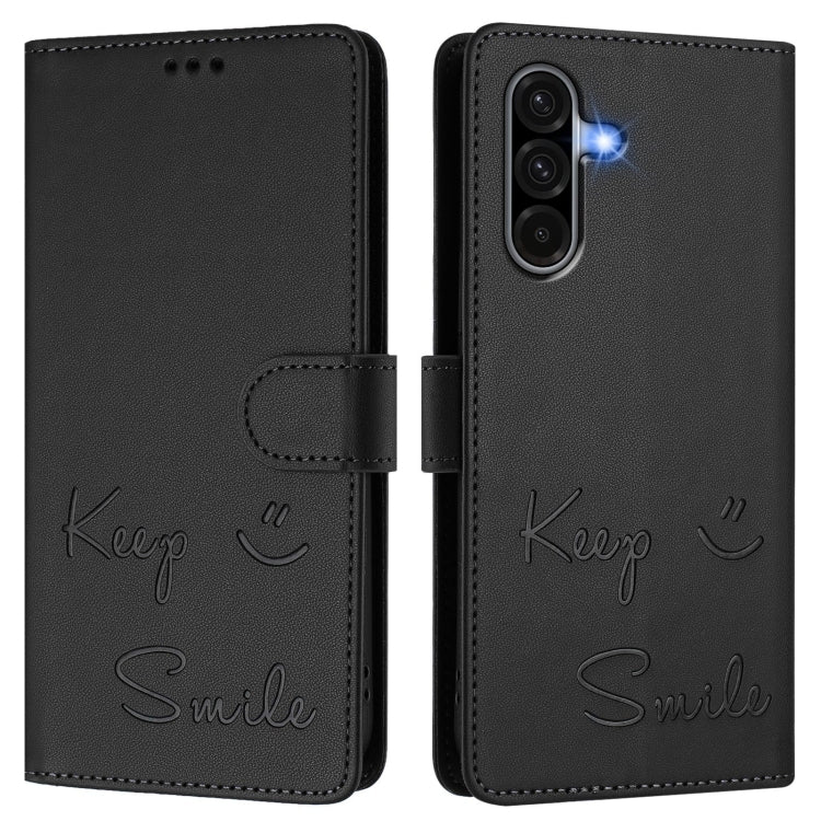 For Samsung Galaxy A36 5G Smile Embossing RFID Leather Phone Case