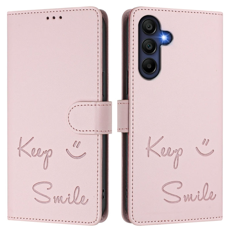 For Samsung Galaxy A26 5G Smile Embossing RFID Leather Phone Case