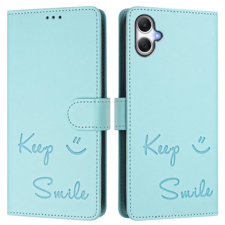 For Samsung Galaxy A06 5G / 4G Smile Embossing RFID Leather Phone Case