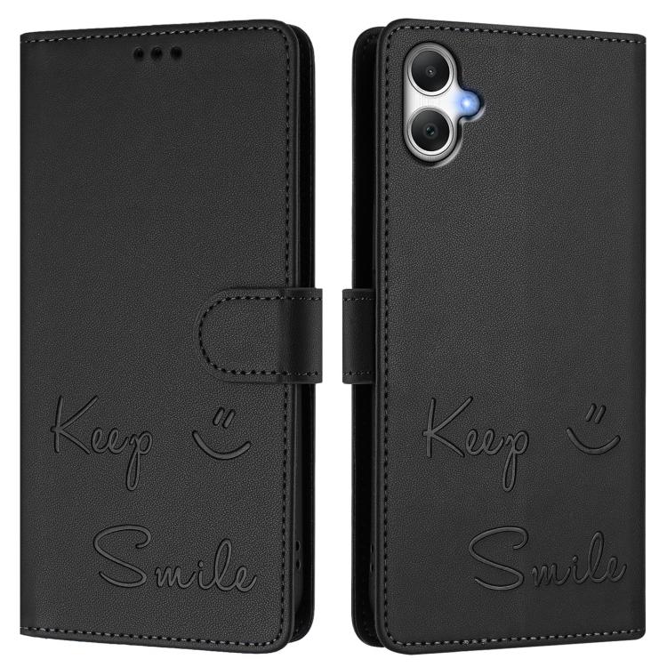 For Samsung Galaxy A06 5G / 4G Smile Embossing RFID Leather Phone Case