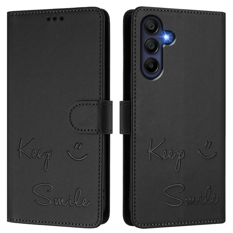 For Samsung Galaxy A17 4G Smile Embossing RFID Leather Phone Case