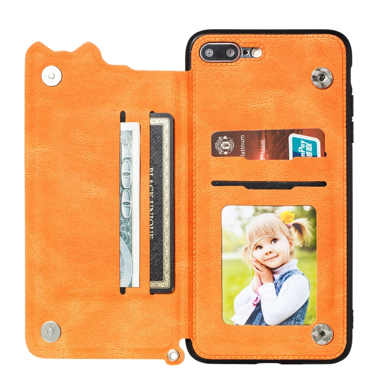 For iPhone 8 Plus & 7 Plus Mandala Embossed PU + TPU Case with Holder & Card Slots & Photo Frame & Hand Strap