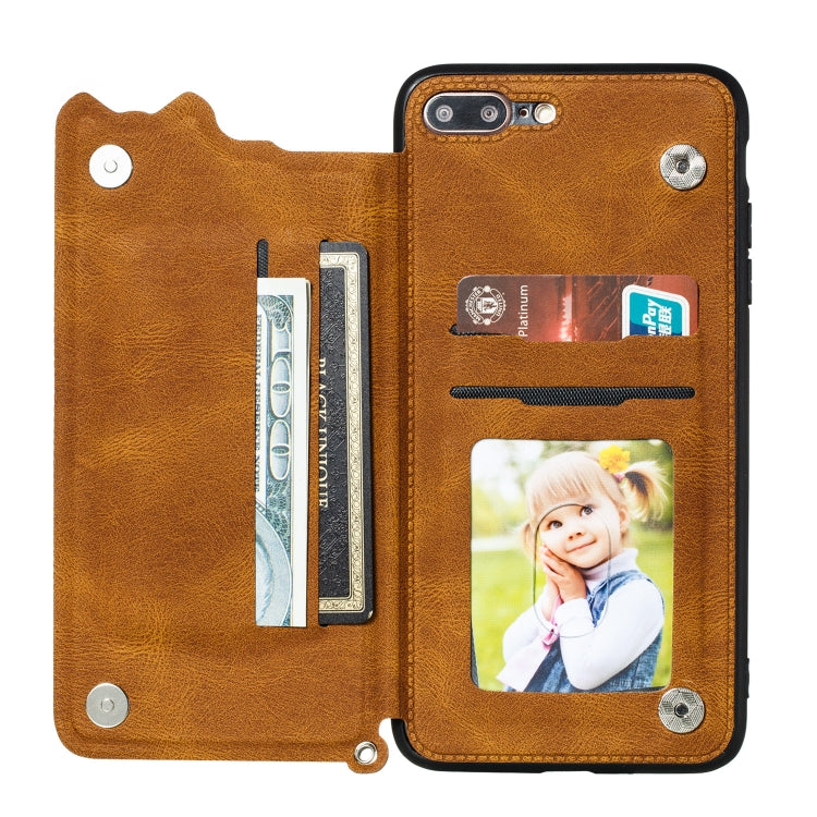 For iPhone 8 Plus & 7 Plus Mandala Embossed PU + TPU Case with Holder & Card Slots & Photo Frame & Hand Strap