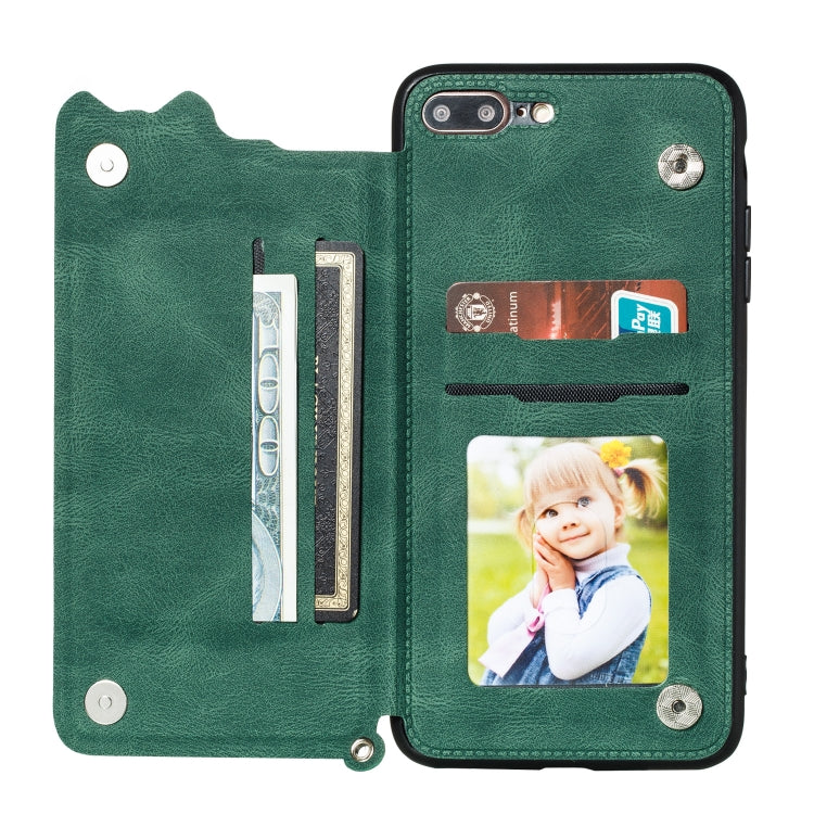 For iPhone 8 Plus & 7 Plus Mandala Embossed PU + TPU Case with Holder & Card Slots & Photo Frame & Hand Strap