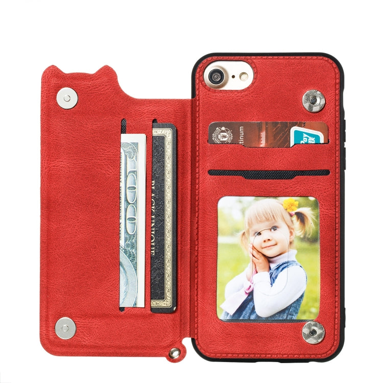 For iPhone 8 & 7 Mandala Embossed PU + TPU Case with Holder & Card Slots & Photo Frame & Hand Strap