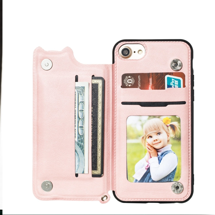 For iPhone 8 & 7 Mandala Embossed PU + TPU Case with Holder & Card Slots & Photo Frame & Hand Strap