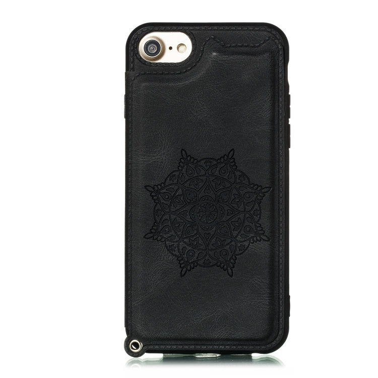 For iPhone 8 & 7 Mandala Embossed PU + TPU Case with Holder & Card Slots & Photo Frame & Hand Strap